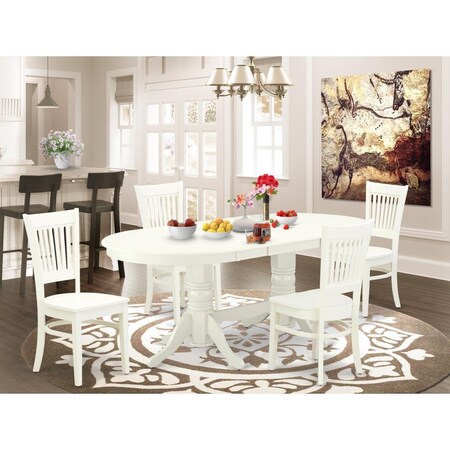 East West Furniture 5 Piece Vancouver Dinette Set - Linen White VAVA5-LWH-W
